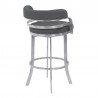 Prinz Counter Height Swivel Grey Faux Leather and Brushed Stainless Steel Bar Stool 05