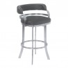 Prinz Counter Height Swivel Grey Faux Leather and Brushed Stainless Steel Bar Stool