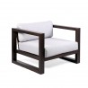 Paradise Outdoor Patio Eucalyptus Wood Lounge Chair with Dark Finish and Light Gray Fabric - Angled