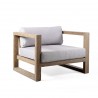 Paradise Outdoor Patio Eucalyptus Wood Lounge Chair with Light Finish and Light Gray Fabric - Angled