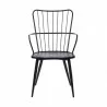 Armen Living Parisa High Back Steel Framed Side Chair in Black Powder Coated Finish and Black Brushed Wood Front - Armen Living Parisa High Back Steel Framed Side Chair in Black Powder Coated Finish and Black Brushed Wood Front