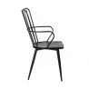 Armen Living Parisa High Back Steel Framed Side Chair in Black Powder Coated Finish and Black Brushed Wood Side - Armen Living Parisa High Back Steel Framed Side Chair in Black Powder Coated Finish and Black Brushed Wood Side