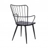 Armen Living Parisa High Back Steel Framed Side Chair in Black Powder Coated Finish and Black Brushed Wood Side