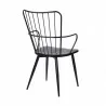 Armen Living Parisa High Back Steel Framed Side Chair in Black Powder Coated Finish and Black Brushed Wood Side - Armen Living Parisa High Back Steel Framed Side Chair in Black Powder Coated Finish and Black Brushed Wood Side