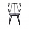 Armen Living Parisa High Back Steel Framed Side Chair in Black Powder Coated Finish and Black Brushed Wood Back