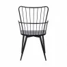 Armen Living Parisa High Back Steel Framed Side Chair in Black Powder Coated Finish and Black Brushed Wood Back - Armen Living Parisa High Back Steel Framed Side Chair in Black Powder Coated Finish and Black Brushed Wood Back