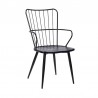 Armen Living Parisa High Back Steel Framed Side Chair in Black Powder Coated Finish and Black Brushed Wood Side