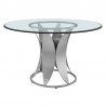 Armen Living Petal Modern Glass And Stainless Steel Round Pedestal Dining Table In Brushed Stainless Steel Finishing 01