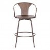 Armen Living Payton Industrial Swivel Walnut Wood and Metal Bar Stool in Brown Powder Coated  001