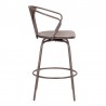 Armen Living Payton Industrial Swivel Walnut Wood and Metal Bar Stool in Brown Powder Coated  006