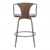 Armen Living Payton Industrial Swivel Walnut Wood and Metal Bar Stool in Brown Powder Coated  005
