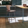Armen Living Payton Industrial Swivel Walnut Wood and Metal Bar Stool in Brown Powder Coated 