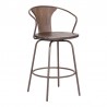 Armen Living Payton Industrial Swivel Walnut Wood and Metal Bar Stool in Brown Powder Coated  007