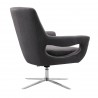 Quinn Contemporary Adjustable Swivel Accent Chair in Polished Chrome Finish with Grey Fabric - Back Angle