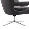 Quinn Contemporary Adjustable Swivel Accent Chair in Polished Chrome Finish with Grey Fabric - Leg Close-Up