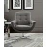 Quinn Contemporary Adjustable Swivel Accent Chair in Polished Chrome Finish with Grey Fabric - Lifestyle