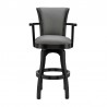 Armen Living Raleigh Arm Swivel Barstool In Black Finish And Gray Faux Leather 02
