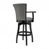 Armen Living Raleigh Arm Swivel Barstool In Black Finish And Gray Faux Leather 01