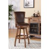 Armen Living Raleigh Arm 26" Counter Height Swivel Wood Barstool in Chestnut Finish and Kahlua Faux Leather - Lifestyle
