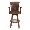 Armen Living Raleigh Arm Swivel Wood Barstool In Chestnut Finish And Kahlua Faux Leather 003