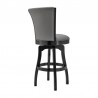 Armen Living Raleigh Swivel Barstool In Black Finish And Gray Faux Leather 002