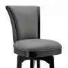 Armen Living Raleigh Swivel Barstool In Black Finish And Gray Faux Leather 004