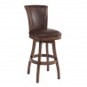 Raleigh 26" Counter Height Swivel Wood Barstool in Chestnut Finish and Kahlua Faux Leather - Angled 