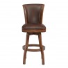Raleigh 26" Counter Height Swivel Wood Barstool in Chestnut Finish and Kahlua Faux Leather - Front
