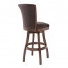 Raleigh 26" Counter Height Swivel Wood Barstool in Chestnut Finish and Kahlua Faux Leather - Back Angled