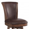 Raleigh 26" Counter Height Swivel Wood Barstool in Chestnut Finish and Kahlua Faux Leather - Seat Close-Up
