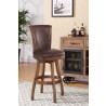 Armen Living Raleigh Swivel Wood Barstool In Chestnut Finish And Kahlua Faux Leather