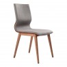 Robin Mid-Century Dining Chair in Walnut Finish and Gray Fabric - Angled