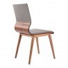 Robin Mid-Century Dining Chair in Walnut Finish and Gray Fabric - Back Angle