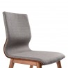 Robin Mid-Century Dining Chair in Walnut Finish and Gray Fabric - Seat Back Close-Up