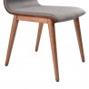 Robin Mid-Century Dining Chair in Walnut Finish and Gray Fabric - Seat Close-Up