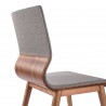 Robin Mid-Century Dining Chair in Walnut Finish and Gray Fabric - Back Seat Close-Up