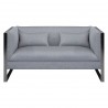 Royce Contemporary Loveseat with Polished Stainless Steel and Grey Fabric - Front