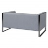 Royce Contemporary Loveseat with Polished Stainless Steel and Grey Fabric - Back