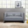 Royce Contemporary Loveseat with Polished Stainless Steel and Grey Fabric