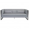 Royce Contemporary Sofa with Polished Stainless Steel and Grey Fabric - Fromt