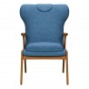 Ryder Mid-Century Accent Chair in Champagne Ash Wood Finish and Blue Fabric - Front
