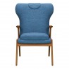 Ryder Mid-Century Accent Chair in Champagne Ash Wood Finish and Blue Fabric - Front