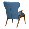 Ryder Mid-Century Accent Chair in Champagne Ash Wood Finish and Blue Fabric - Back Angle