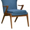 Ryder Mid-Century Accent Chair in Champagne Ash Wood Finish and Blue Fabric - Leg Close-Up