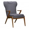 Ryder Mid-Century Accent Chair in Champagne Ash Wood Finish and Dark Grey Fabric - Angled