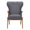 Ryder Mid-Century Accent Chair in Champagne Ash Wood Finish and Dark Grey Fabric - Front