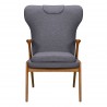 Ryder Mid-Century Accent Chair in Champagne Ash Wood Finish and Dark Grey Fabric - Front