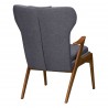 Ryder Mid-Century Accent Chair in Champagne Ash Wood Finish and Dark Grey Fabric - Back Angled