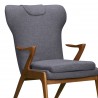 Ryder Mid-Century Accent Chair in Champagne Ash Wood Finish and Dark Grey Fabric - Close-Up