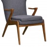 Ryder Mid-Century Accent Chair in Champagne Ash Wood Finish and Dark Grey Fabric - Leg Close-Up
